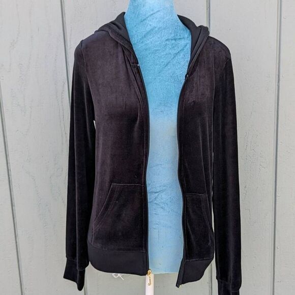 Juicy Couture Y2K Glamorous Juicy Couture Black Velour Tracksuit Jacket. Small - Picture 3 of 8